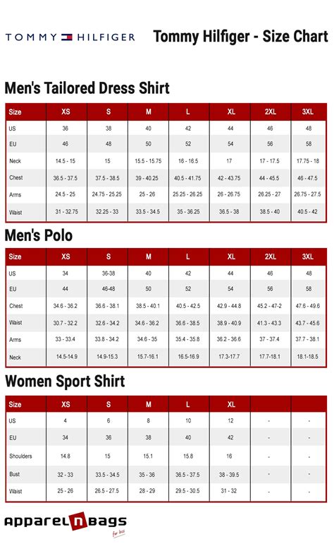 tommy hilfiger polo size chart